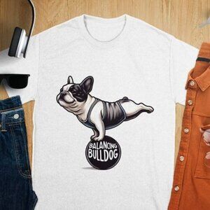 Balancing French Bulldog Yoga Funny Dog Graphic T-Shirt